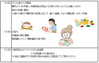 預かり体験会の流れを添付しています