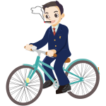 自転車に乗りながらタバコを吸っている男性のイラスト