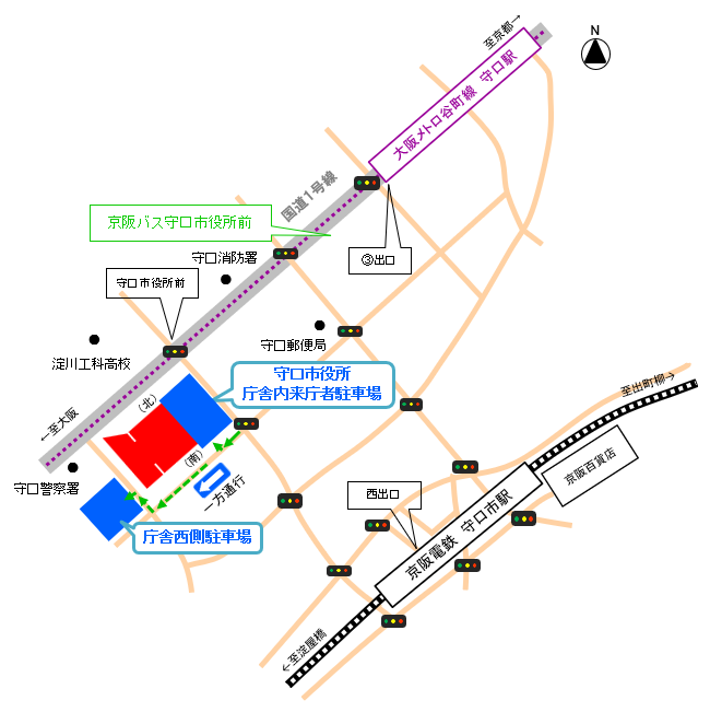 駐車場の場所を示した位置図