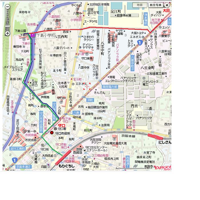 下島小学校へのアクセスの地図