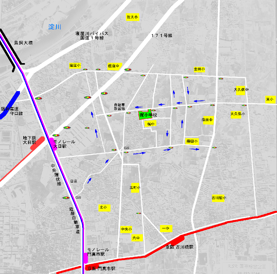 学校周辺の地図