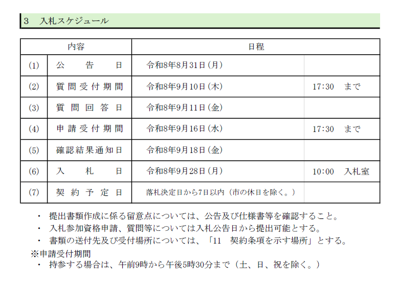 スケジュール（旧障がい者・高齢者交流会館及び旧児童センター用地測量登記業務委託）